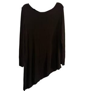 CHICO'S TRAVELERS | Black Asymmetric Boat neck Long sleeve Top Tunic | Large